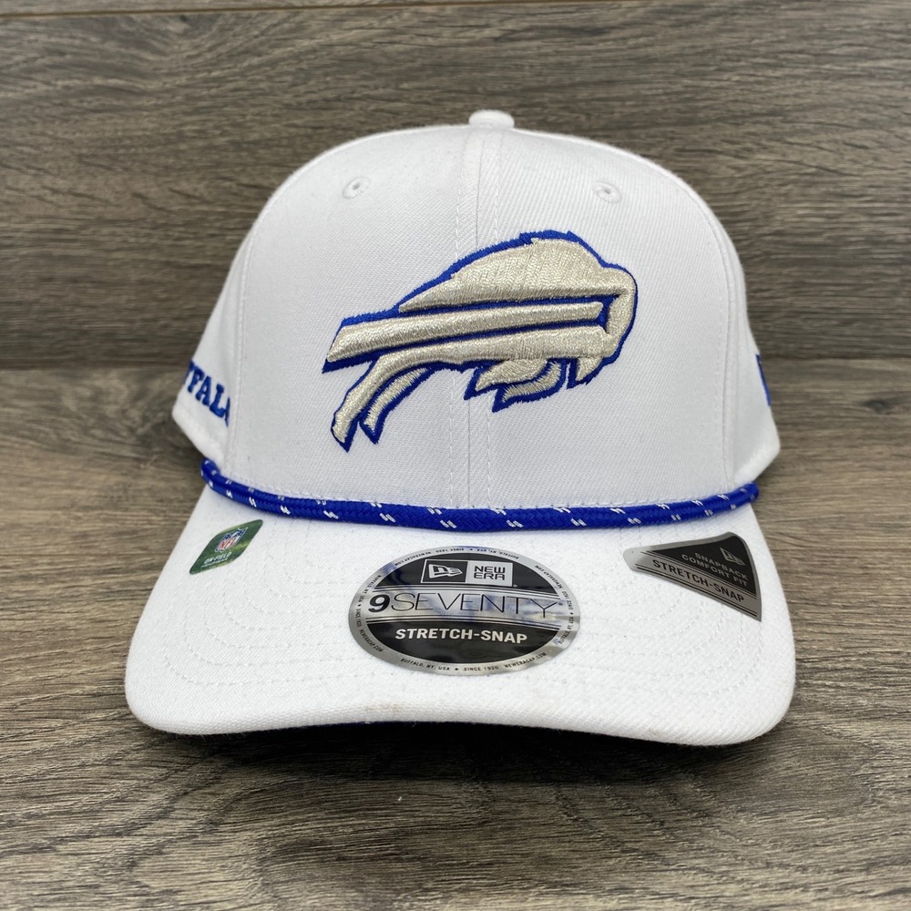 New Era Buffalo Bills Hat Mens OSFM White 9SEVENTY Stretch-Snap Rope Cap